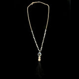 Luxury Crystal Feather Y-Necklace Gold & Black NWOT