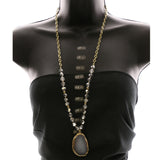 Luxury Stone Necklace Gold/White NWOT