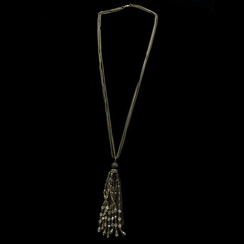 Luxury Faceted Crystal Necklace Gold & Dark-Silver NWOT
