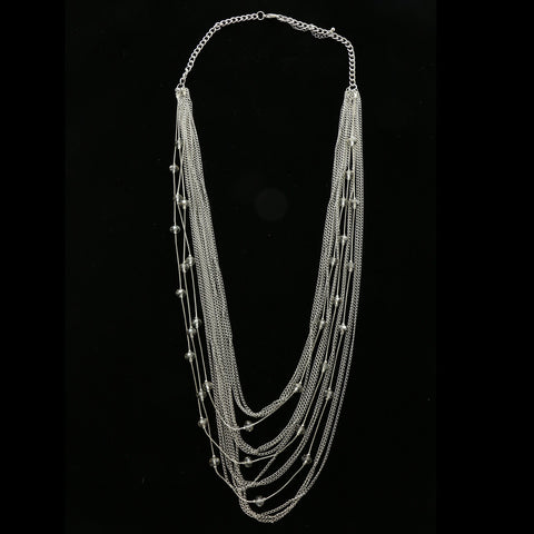 Luxury Faceted Necklace Silver/Clear NWOT