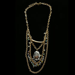 Luxury Faceted Crystal Necklace Gold & White NWOT