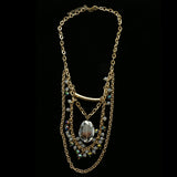 Luxury Faceted Crystal Necklace Gold & White NWOT