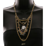 Luxury Faceted Crystal Necklace Gold & White NWOT