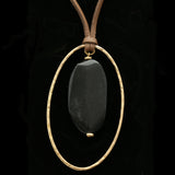Luxury Stone Leather Necklace Gold & Black NWOT