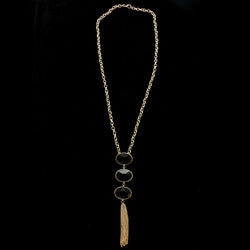 Luxury Faceted Y-Necklace Gold/Black NWOT