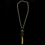 Luxury Faceted Y-Necklace Gold/Black NWOT