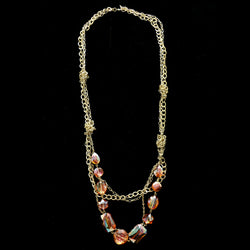 Luxury Faceted Necklace Gold/Orange NWOT