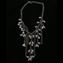 Luxury Faceted Necklace Gunmetal/Clear NWOT