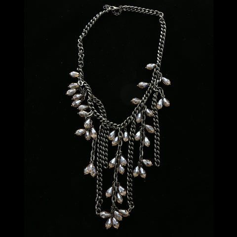 Luxury Faceted Necklace Gunmetal/Clear NWOT