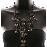 Luxury Faceted Necklace Gunmetal/Clear NWOT