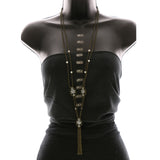 Luxury Crystal Antiqued Y-Necklace Gold & White NWOT