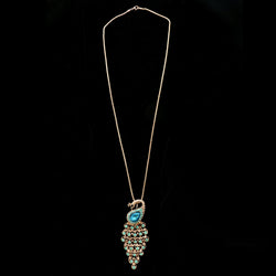 Luxury Crystal Peacock Pendant-Necklace Gold & Green NWOT