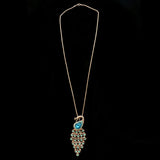 Luxury Crystal Peacock Pendant-Necklace Gold & Green NWOT