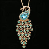Luxury Crystal Peacock Pendant-Necklace Gold & Green NWOT