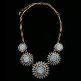 Luxury Crystal Flower Necklace Gold & Blue NWOT