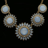 Luxury Crystal Flower Necklace Gold & Blue NWOT