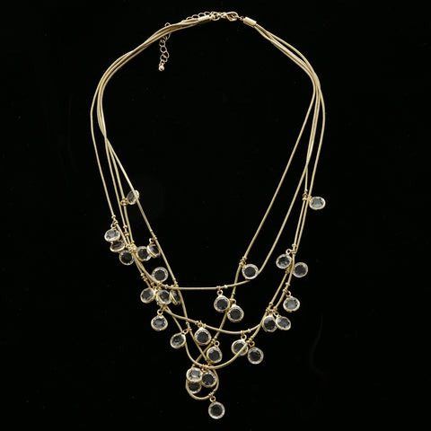 Luxury Faceted Necklace Gold/Clear NWOT