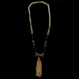 Luxury Crystal Bow Y-Necklace Gold & Black NWOT