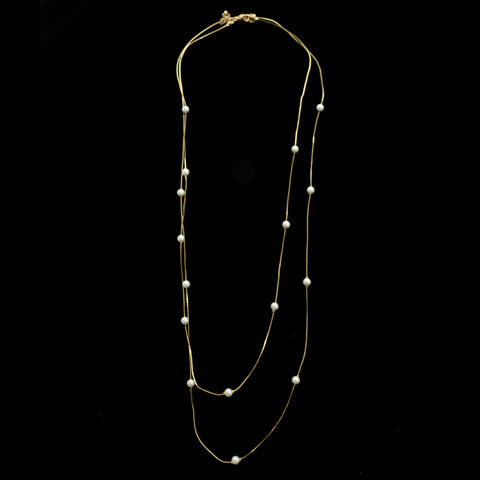 Luxury Pearl Necklace Gold/White NWOT