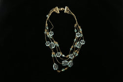 Luxury Faceted Necklace Gold/Blue NWOT