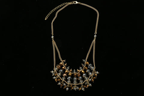 Luxury Faceted Necklace Gold/Brown NWOT