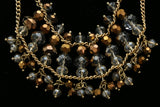 Luxury Faceted Necklace Gold/Brown NWOT