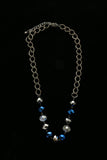 Luxury Faceted Necklace Gunmetal/Blue NWOT