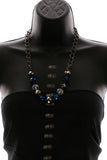 Luxury Faceted Necklace Gunmetal/Blue NWOT