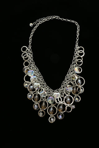 Luxury Faceted Necklace Silver/Clear NWOT