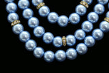 Luxury Pearl Crystal Necklace Gold & Blue NWOT