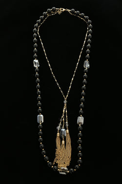 Luxury Faceted Necklace Gold/Black NWOT