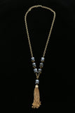 Luxury Faceted Crystal Y-Necklace Gold & Gray NWOT