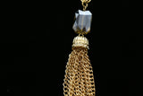 Luxury Faceted Crystal Y-Necklace Gold & Gray NWOT