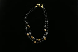 Luxury Faceted Crystal Necklace Gold & Black NWOT
