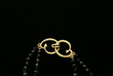Luxury Faceted Crystal Necklace Gold & Black NWOT