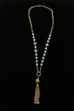 Luxury Faceted Y-Necklace Gold/White NWOT