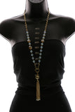 Luxury Faceted Y-Necklace Gold/White NWOT