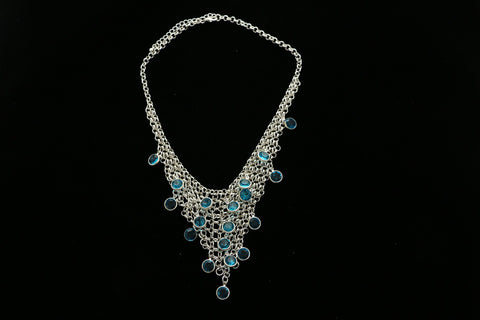 Luxury Faceted Necklace Silver/Blue NWOT