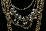Luxury Faceted Necklace Gold/Clear NWOT