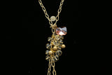 Luxury Faceted Crystal Y-Necklace Gold & Pink NWOT