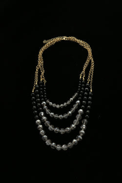 Luxury Faceted Necklace Gold/Black NWOT