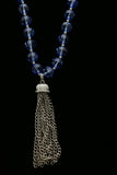 Luxury Faceted Crystal Y-Necklace Silver & Blue NWOT