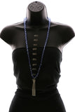 Luxury Faceted Crystal Y-Necklace Silver & Blue NWOT