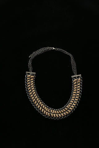 Luxury Leather Necklace Gunmetal/Brown NWOT