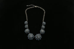 Luxury Crystal Necklace Gunmetal/Blue NWOT
