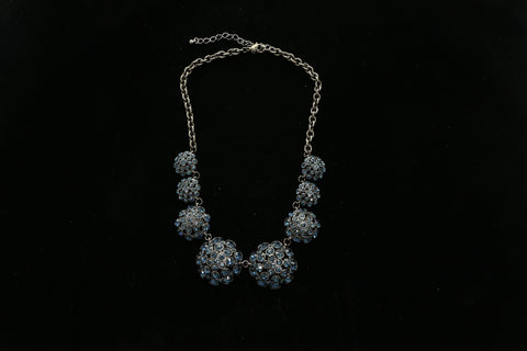 Luxury Crystal Necklace Gunmetal/Blue NWOT