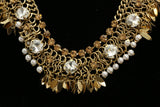 Luxury Pearl Crystal Necklace Gold & White NWOT