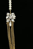 Luxury Pearl Crystal Necklace Gold & White NWOT