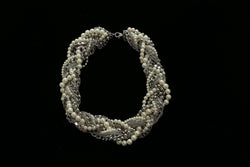Luxury Pearl Crystal Choker-Necklace Silver & White NWOT