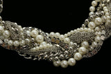 Luxury Pearl Crystal Choker-Necklace Silver & White NWOT